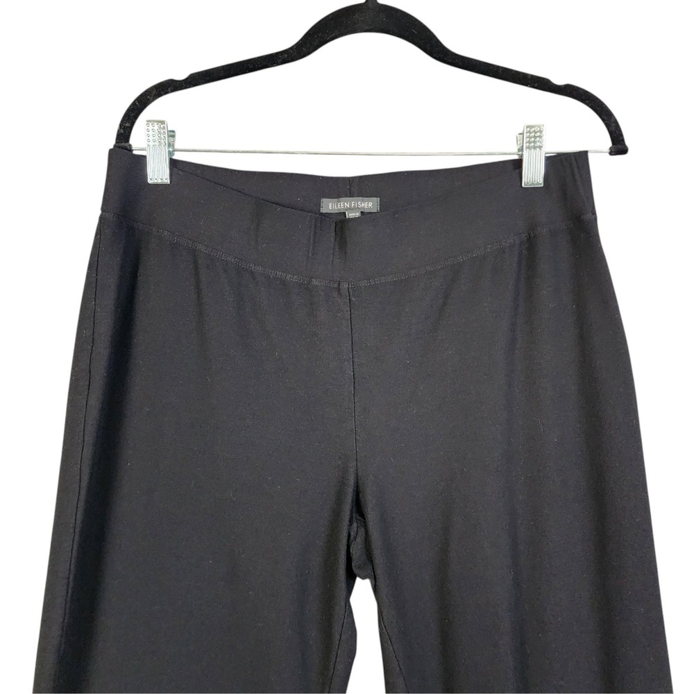 Eileen Fisher Womens Black Stretch Jersey Cropped Pants Straight Leg Size Medium - Picture 2 of 13